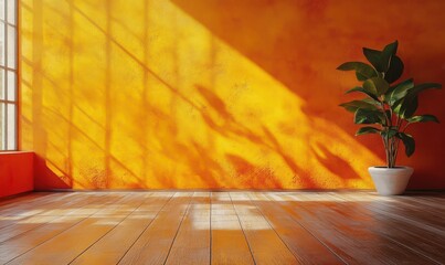 vintage yellow and orange studio background, bland banner and empty wall