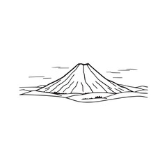 Black and White Mountain Illustration Image in Minimalist Line Art Style, Clean and Elegant Design
