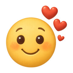 Fototapeta premium PNG Smiling emoji with floating hearts.