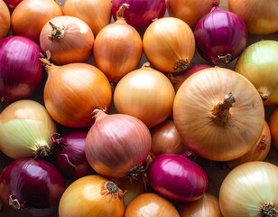 Assorted onions close-up