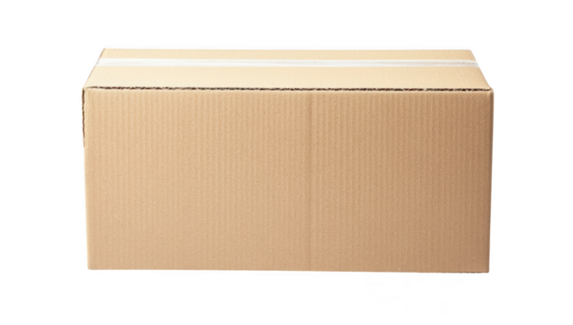 A plain. unmarked cardboard box positioned centrally against a white background. symbolizing shipping or packaging solutions. ideal for e-commerce or logistics imagery