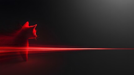 Red Silhouette of Cat in Motion Against Dark Background