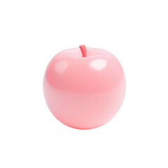 Obraz premium Pink Glossy Apple Fruit Isolated on White Background, Minimalist Design