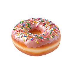 Delicious Pink Frosted Donut with Colorful Sprinkles on Top