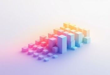 A vibrant arrangement of pastel-colored cubes creates a dynamic, abstract design.