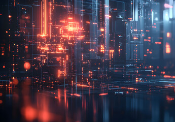 Obraz premium an algorithm at work, with interconnected nodes and lines forming a network on a sleek digital interface.