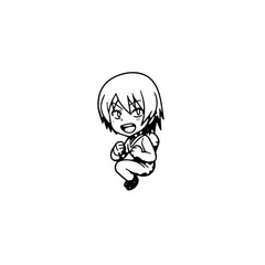 Black and white hot anime character line art illustration, stylish minimal outline drawing in clean style