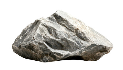 A large. rugged rock with a textured surface. positioned on a plain white background. its natural beauty and potential use in landscaping or artistic projects