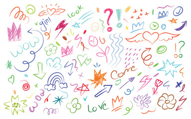 Colorful doodle collection with hand drawn 