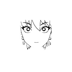 Black and white hot anime character line art illustration, stylish minimal outline drawing in clean style