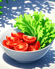 illustration d'une assiette contenant une salade composée	
