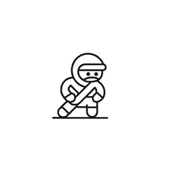 Fototapeta premium Minimalistic avatar shows hooded figure with crossed arms walking on a solid line