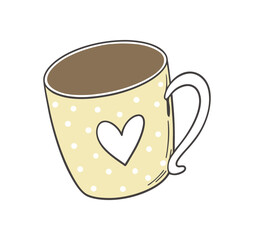 Cute yellow mug with white polka dots and a heart
