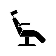 Silhouette dental chair icon minimal clean clinical furniture vector illustration with white background