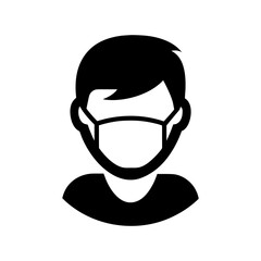 Silhouette dentist mask icon minimal clean oral health hygiene vector illustration with white background