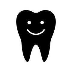 Silhouette smiling tooth with sparkle dental health care icon vector design with white background