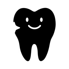 Silhouette smiling tooth with sparkle star minimal dental care logo vector illustration with white background  