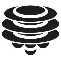 Stylized Stacked Circles and Semi-circles Icon with futuristic silhouette vector icon