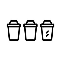 Three Outline Trash Cans Lined Up On futuristic silhouette vector icon White Background bins garbage