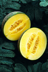 Yellow Watermelon Sliced in Half – Fresh and Clear Food Photography.