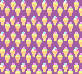 Vector seamless pattern with ice cream in purple background svg