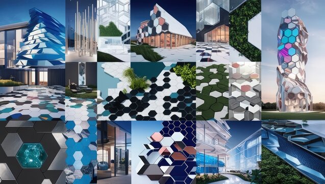 Architectural design with hexagonal patterns