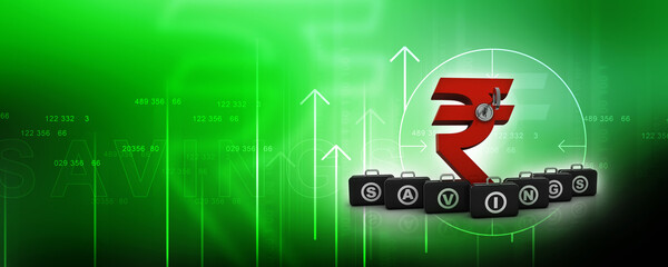 3D illustration Rupee currency sign