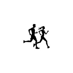Set of silhouette runner
