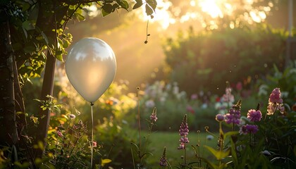 Balloon in garden sunlight