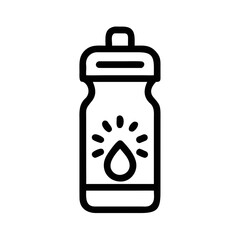 Outline Icon of a Water Bottle with Water Drop and Splashes futuristic silhouette vector icon