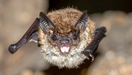 Close-up of a bat in flight