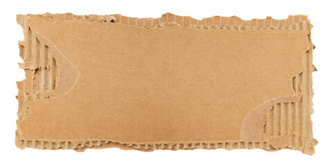 Piece of torn cardboard on a white background. Torn cardboard isolate