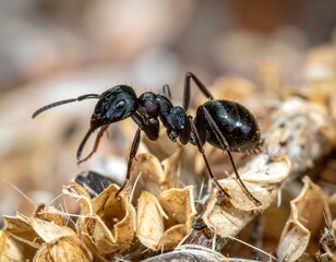 Close-up of a black ant