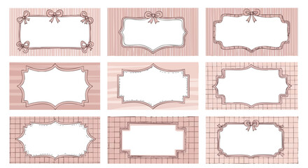Charming decorative frames and labels with bows and elegant borders perfect for invitations, scrapbooking, and personalized notes