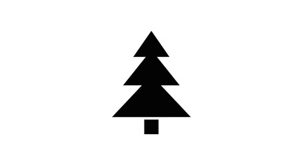 Obraz premium Simple black silhouette of a coniferous tree against a white background.