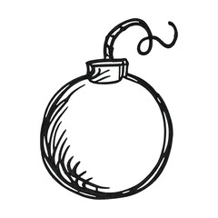 PNG Hand-drawn bomb sketch illustration.