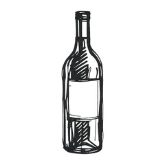 PNG Hand-drawn wine bottle illustration.
