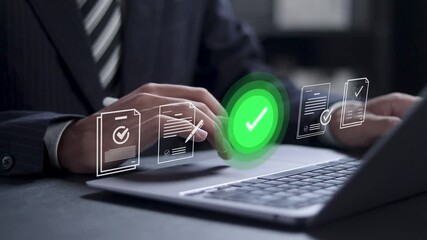 Document management concept. Business process workflow illustrating management approval and project approve. paperless online approval.