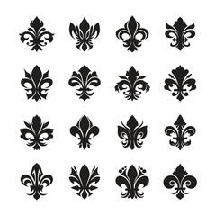 Set of emblems Fleur de Lys symbols. © Rijvy