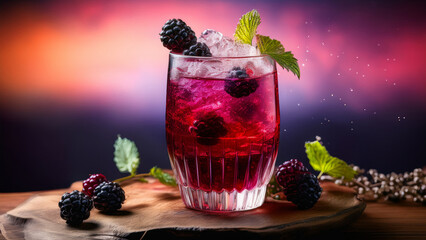 Fototapeta na wymiar Blackberry Shiso Fizz