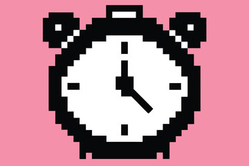 Pixel alarm clock showing four o'clock displayed against a pink background