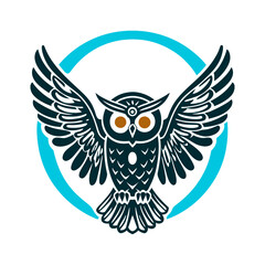 Mystical Owl with Third Eye and Crescent Moon Animal Spirit Work Owl with a third eye wings spread in a crescent moon shape