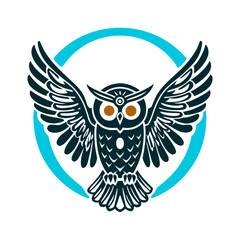 Mystical Owl with Third Eye and Crescent Moon Animal Spirit Work Owl with a third eye wings spread in a crescent moon shape