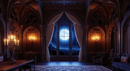 Enchanting Gothic Ballroom Under a Full Moon