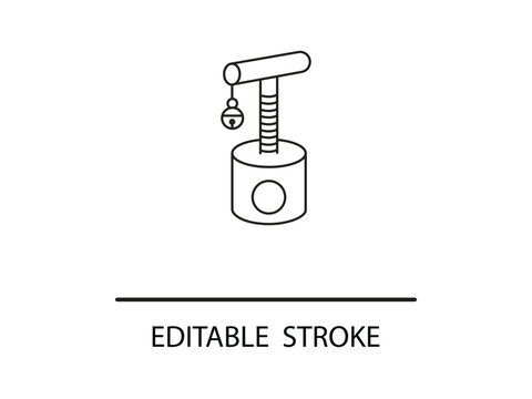 Modern minimalist line art cat tree with bell toy and scratching post for pet care designs and stylish animal supplies resources.