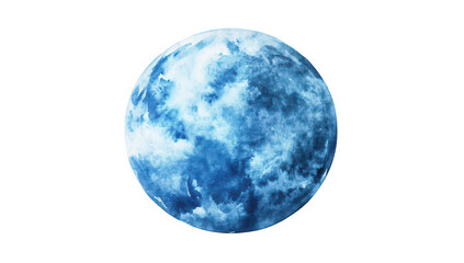 Naklejka premium A serene watercolor depiction of a blue moon surrounded by soft. fluffy clouds. set against a clean white background. perfect for artistic projects or calming designs