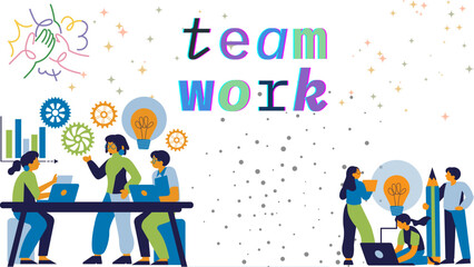 Teamwork Concept – Editable SVG Illustration with Transparent Background for Collaboration, Brainstorming & Business Presentations

