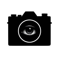 Surveillance, Monochrome Camera Eye Abstract