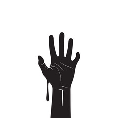 Obraz premium Vector art of black silhouette of a hand with dripping liquid silhouette