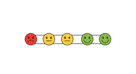 Customer satisfaction assessment interface displaying a range of emotions from angry to happy